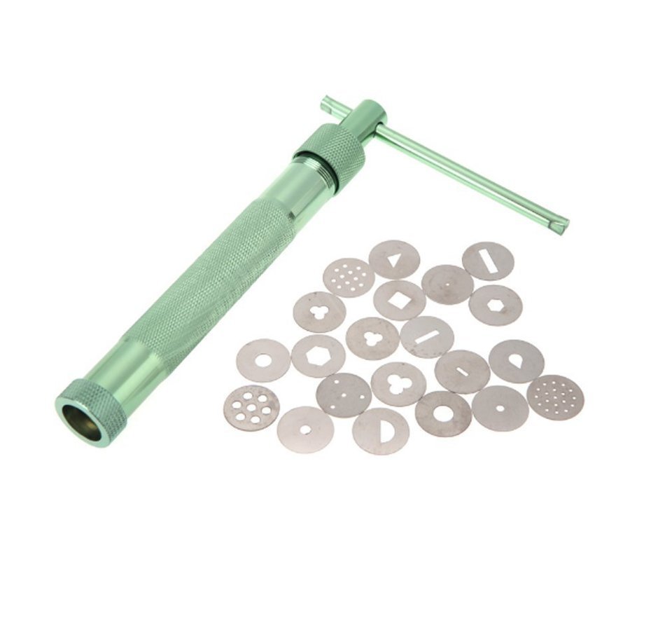Yosoo Stainless Steel Sugar Paste Extruder Clay Tool Mould Press with 21 Tips Sugar Cake Fondant Sculpture Decorating...