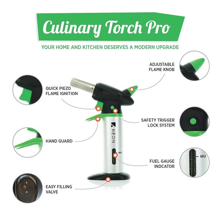 Butane Torch Creme Brulee Blow Torch - Best Food Culinary Torch - Chef Grade Kitchen Tool Cooking Torch With Safety... N2