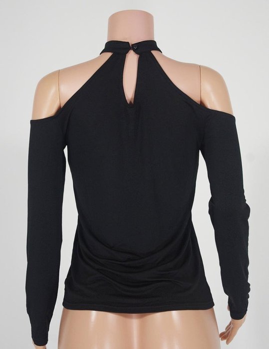 AIMTOPPY Sexy Women Off Shoulder Black Slim Long Sleeve Casual Tops Blouse (L, Black) N5