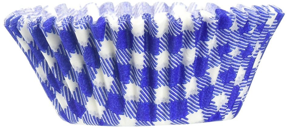 Jubilee Sweet Arts 50 Count Gingham Cupcake Baking Liners, Standard Size, Blue
