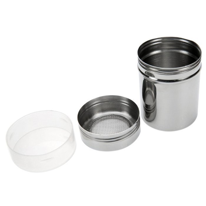 Stainless Steel Chocolate Shaker Flour Powder Icing Sugar Coffee Sifter + Lid N3
