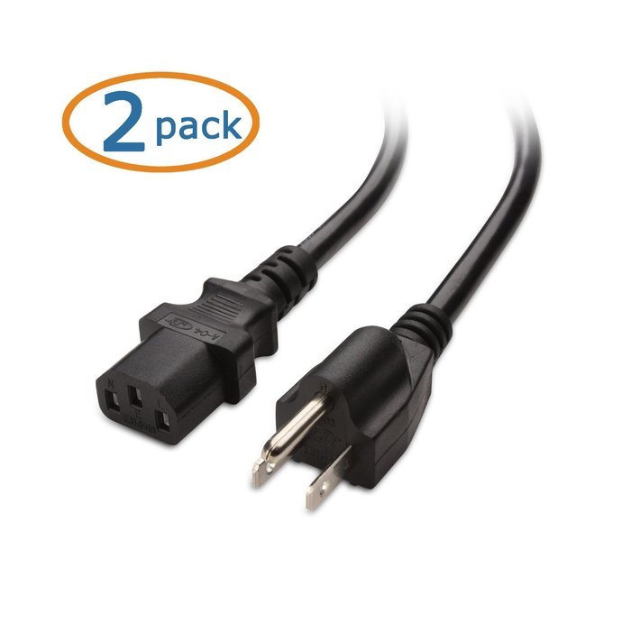 Cable Matters 2-Pack Heavy Duty Computer Monitor Power Cord in 10 Feet (NEMA 5&ndash;15P to IEC C13)
