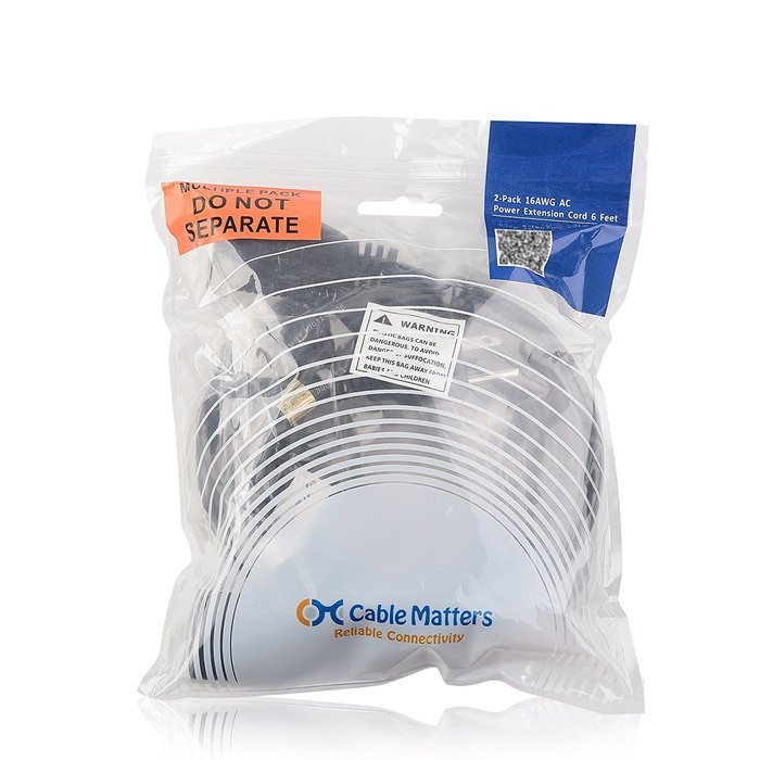 Cable Matters 2-Pack Heavy Duty Computer Monitor Power Cord in 10 Feet (NEMA 5&ndash;15P to IEC C13) N42