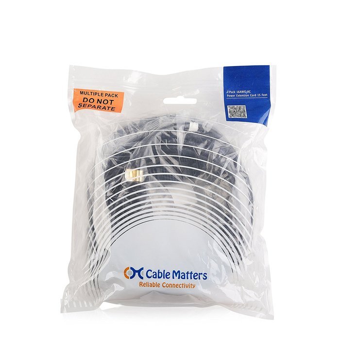 Cable Matters 2-Pack Heavy Duty Computer Monitor Power Cord in 10 Feet (NEMA 5&ndash;15P to IEC C13) N64