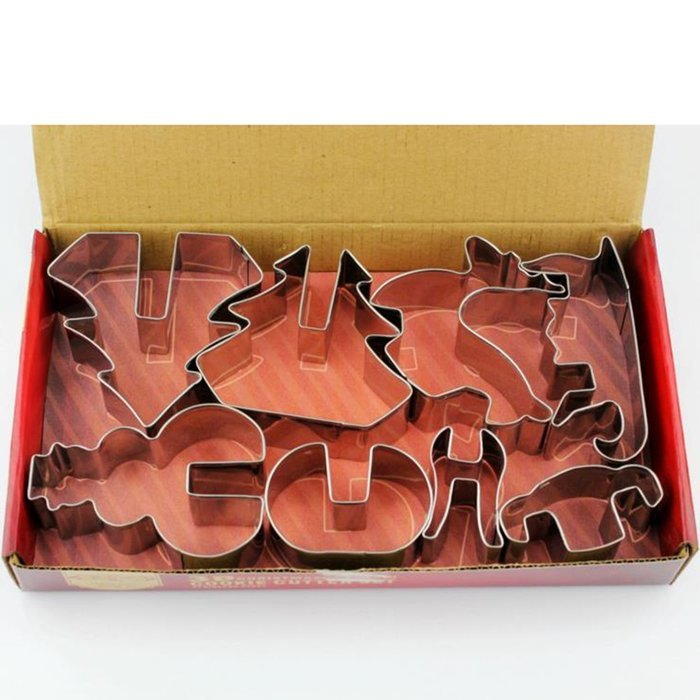 [Modern Design]3D Christmas Scenario Cookie Cutter Set 8-Piece Stainless Steel N7