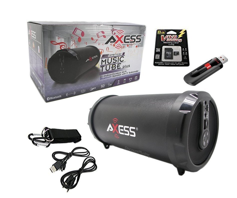 Black Color Bluetooth Rechargeable Tailgate Cylinder Indoor Outdoor Speaker With USB SD Aux FM Radio + 1- Vivo...