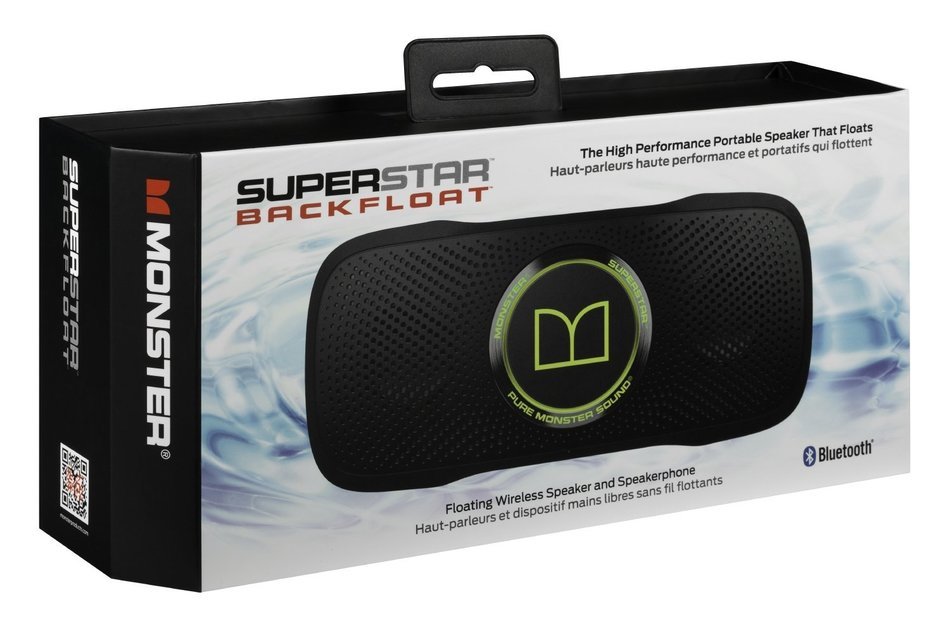 Monster SuperStar BackFloat High Definition Bluetooth Waterproof Floating Speaker - Black and Light Blue N19