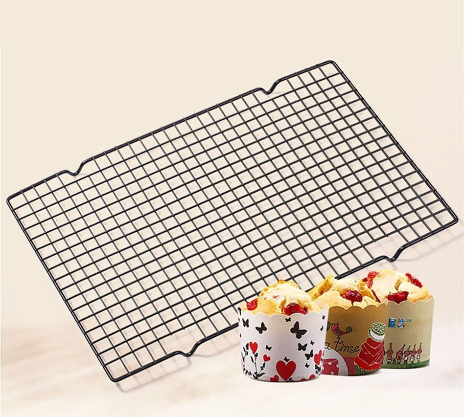 INTBUYING 10-by-16-inch Nonstick Wire Cookie Cooling Rack for Baking Oven Safe Steel Set of 2