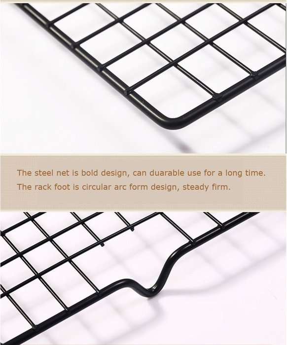 INTBUYING 10-by-16-inch Nonstick Wire Cookie Cooling Rack for Baking Oven Safe Steel Set of 2 N4
