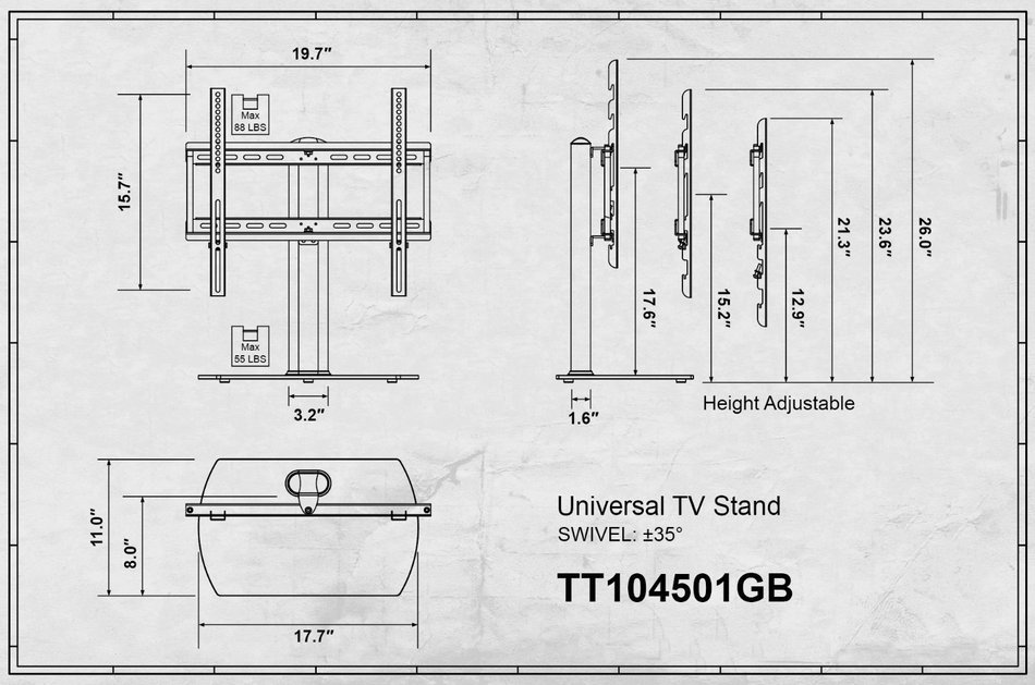 Fenge Swivel Universal TV Stand/Base Tabletop TV Stand with mount for 32 to 65 inch Flat screen Tvs/xbox One/tv... N14