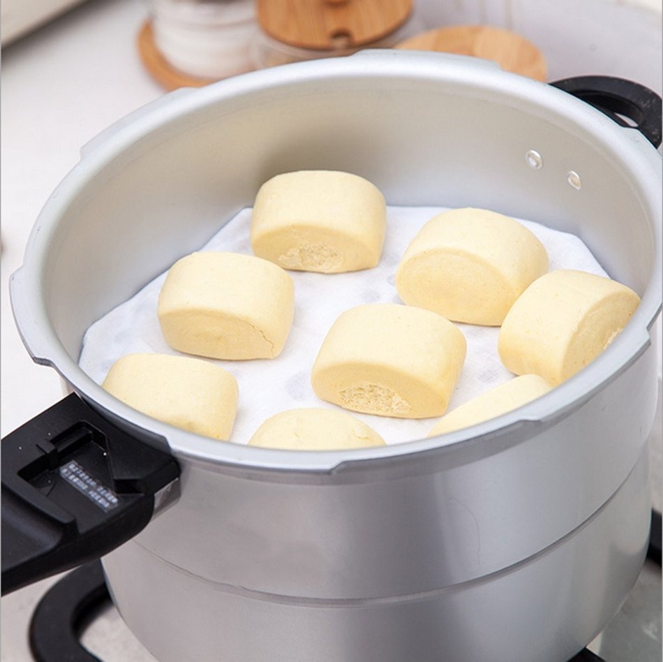 Lautechco 4Pcs Reusable Natural Pure Cotton Bamboo Steamer Cloth Best Quality Fabric Round Steamers Rack Gauze... N2