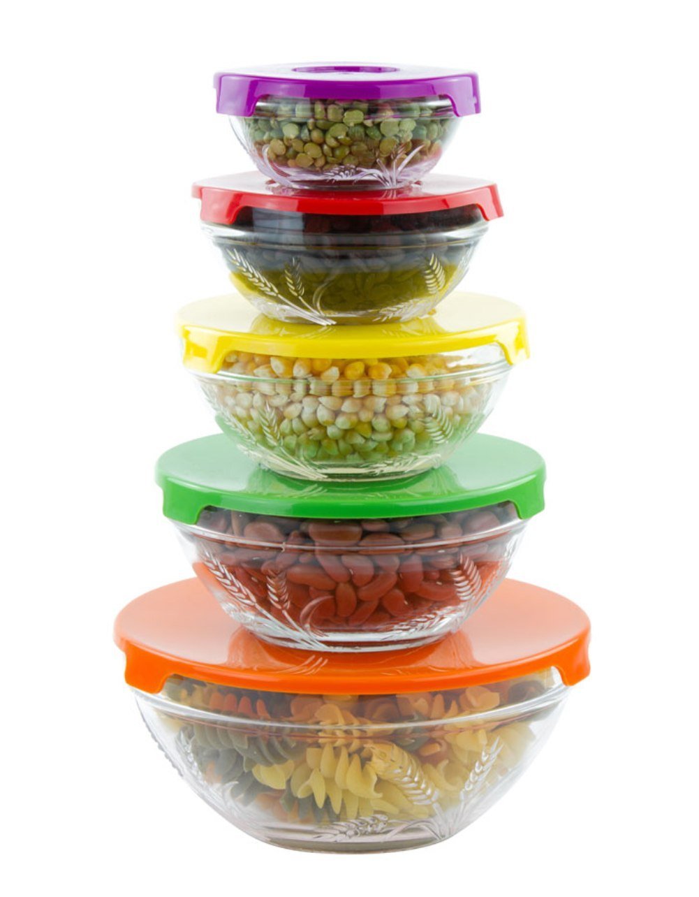 All Purpose Glass Bowl and Food Storage Containers 10 Pcs Set Glass