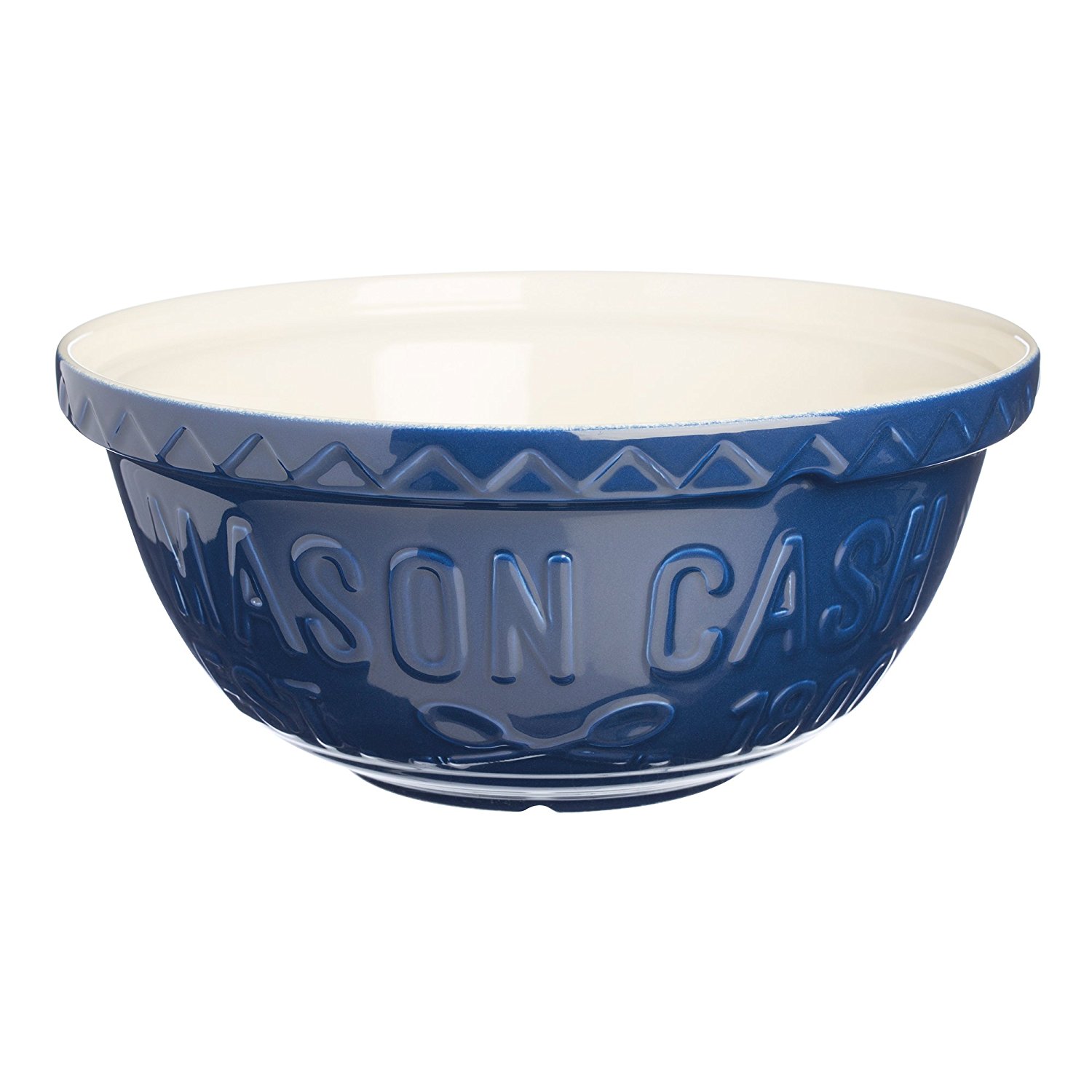 Mason Cash Varsity Ceramic Mixing Bowl, 41/4Quarts, Navy Blue, Cream