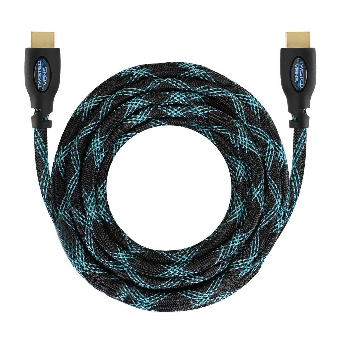 Twisted Veins (25 ft) High Speed HDMI Cable + Right Angle Adapter and ...