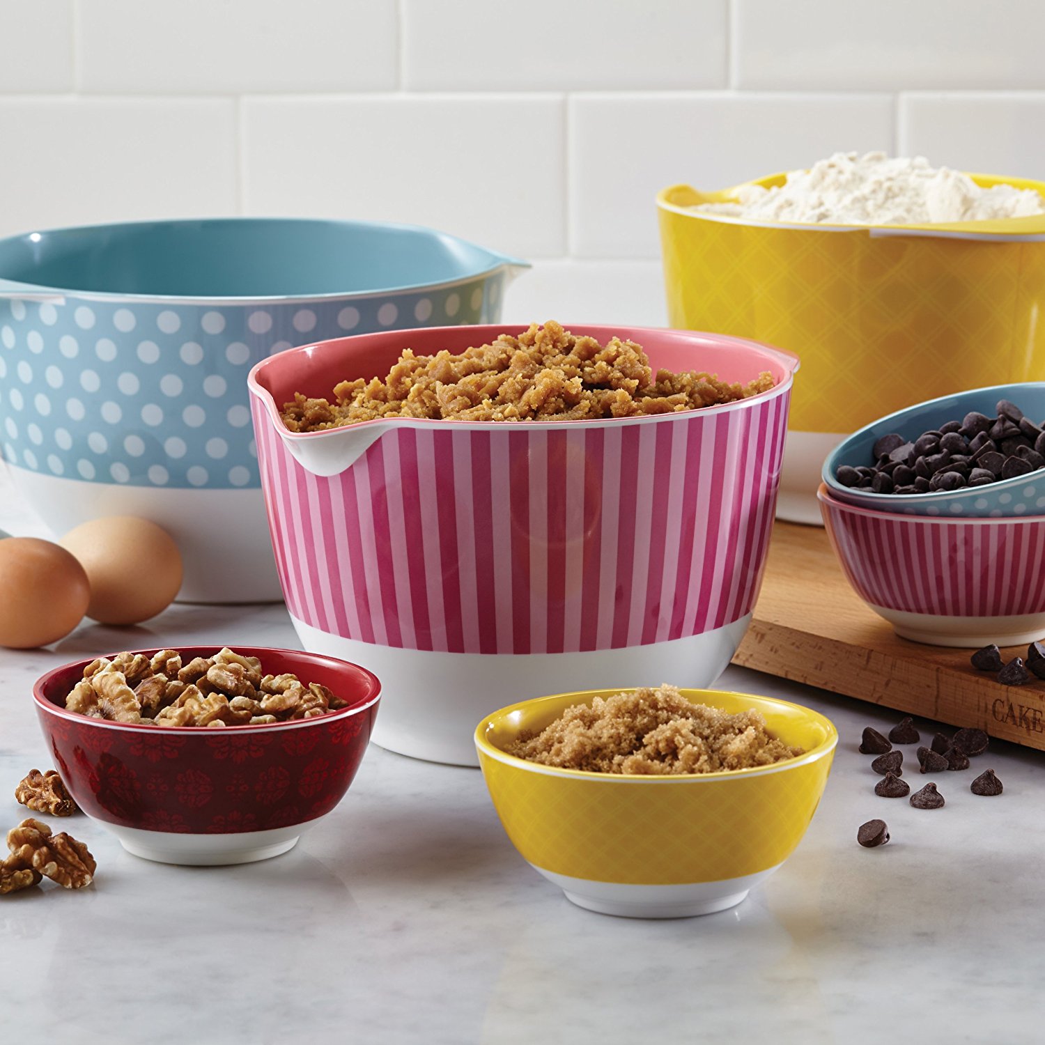 Cake Boss Countertop Accessories 7-Piece Melamine Mixing and Prep Bowl ...