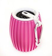 Soundshooter Bluetooth Portable Mini Speaker with a Hook in Protective Sleeve (Pink)