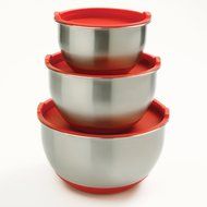 Norpro 10446 3-Piece Stainless Steel Grip Bowls with Lids