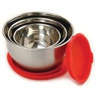 Norpro 10446 3-Piece Stainless Steel Grip Bowls with Lids N2