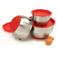 Norpro 10446 3-Piece Stainless Steel Grip Bowls with Lids N3
