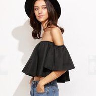 AIMTOPPY Women Sexy casual Flare Sleeve Strapless Tops Blouse (XL, white) N3