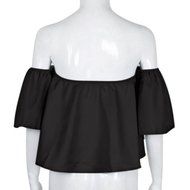 AIMTOPPY Women Sexy casual Flare Sleeve Strapless Tops Blouse (XL, white) N7