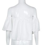 AIMTOPPY Women Sexy casual Flare Sleeve Strapless Tops Blouse (XL, white) N11