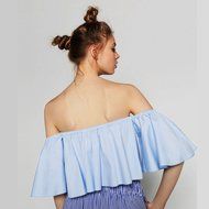 AIMTOPPY Women Sexy casual Flare Sleeve Strapless Tops Blouse (XL, white) N16