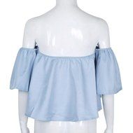 AIMTOPPY Women Sexy casual Flare Sleeve Strapless Tops Blouse (XL, white) N19