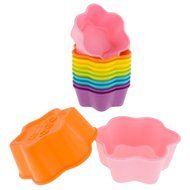 Freshware CB-305RB 12-Pack Silicone Flower Reusable Cupcake and Muffin Baking Cup, Black and Red Colors N5