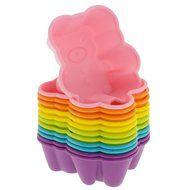Freshware CB-305RB 12-Pack Silicone Flower Reusable Cupcake and Muffin Baking Cup, Black and Red Colors N11