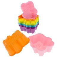 Freshware CB-305RB 12-Pack Silicone Flower Reusable Cupcake and Muffin Baking Cup, Black and Red Colors N13
