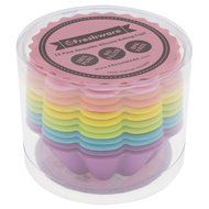 Freshware CB-305RB 12-Pack Silicone Flower Reusable Cupcake and Muffin Baking Cup, Black and Red Colors N18