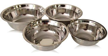 Checkered Chef Stainless Steel Mixing Bowl Set, 4 Metal Prep Bowls. Dishwasher Safe.
