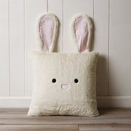 Best Home Fashion Rabbit Faux Fur Animal Pillow Cover (Set of 2), 18&quot; x 18&quot;, Pink N3
