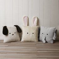 Best Home Fashion Rabbit Faux Fur Animal Pillow Cover (Set of 2), 18&quot; x 18&quot;, Pink N4