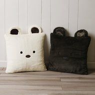 Best Home Fashion Rabbit Faux Fur Animal Pillow Cover (Set of 2), 18&quot; x 18&quot;, Pink N12