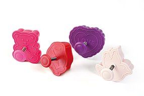 Silikomart Mini Cookie Cutters with Spring Ejection Feature, Set of 4, Assorted Christmas N23