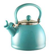 Calypso Basics 2-1/5 Quart Whistling Teakettle w/ Glass Lid, Turquoise