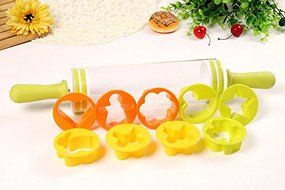 NEW 2-in-1 Cookie Dough Playdough Roller with Dough Cutter insert DIY Tools Dough Roller Roll &lsquo;n Store Pin with... N3