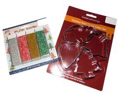 Christmas Holiday Cookie Cutters and Sprinkles Cookie Decorating Kit