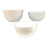 White Ceramic 3 Pieces Scalloped Mixing Nesting Bowl Set