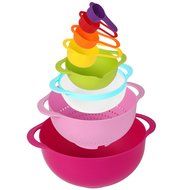Mixing Bowl Set, MCIRCO Mixing Bowls Multi-color Nesting Bowl Set Large Plastic Bowl Colorful Measuring Cups Set... N8