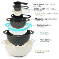 Mixing Bowl Set, MCIRCO Mixing Bowls Multi-color Nesting Bowl Set Large Plastic Bowl Colorful Measuring Cups Set... N13