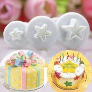 Joylive 3 Pcs Mini Star Fondant Plunger Cutter Cake Biscuit Cookies Decorating Tool Mold N6