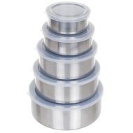 Chef Buddy 5 Piece Stainless Steel Bowl Set with Lids, Silver N3