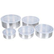 Chef Buddy 5 Piece Stainless Steel Bowl Set with Lids, Silver N4