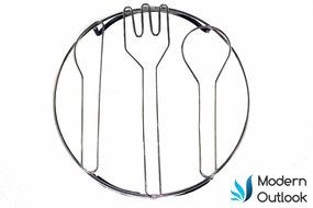 Modern Outlook Round Pot Holder, Metal Cooling Rack, Unique Utensil Design, Anti-Slip Coating, Chrome Finish,... N6