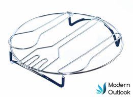 Modern Outlook Round Pot Holder, Metal Cooling Rack, Unique Utensil Design, Anti-Slip Coating, Chrome Finish,... N8
