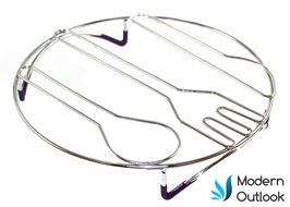 Modern Outlook Round Pot Holder, Metal Cooling Rack, Unique Utensil Design, Anti-Slip Coating, Chrome Finish,... N13