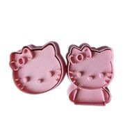 2pc Cute Cartoon bow Cat Cookie Cutter Fondant Cake Sugar Crafts Mold Model Tool
